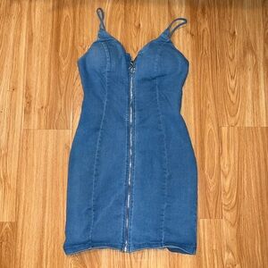 Denim zip-up dress